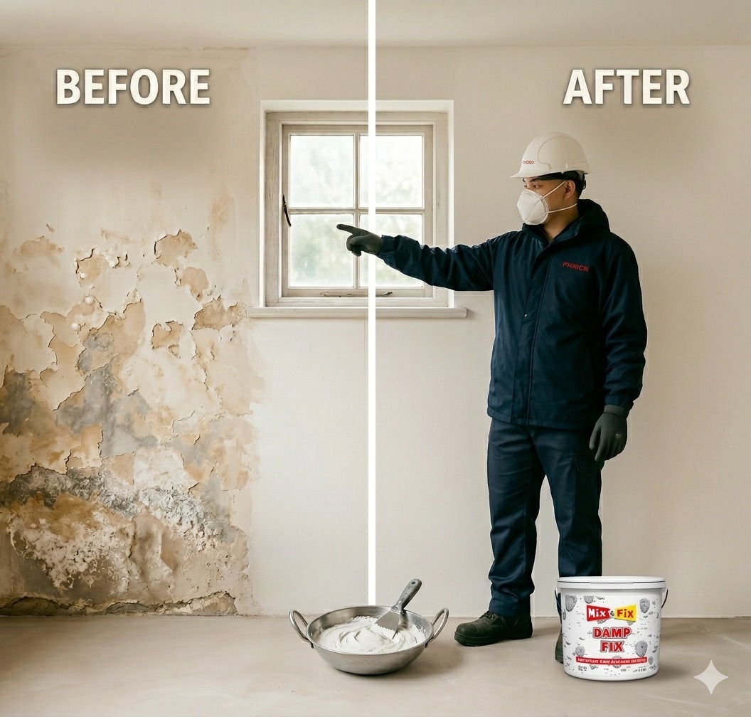 DAMP FIX product application and damp wall repair solution